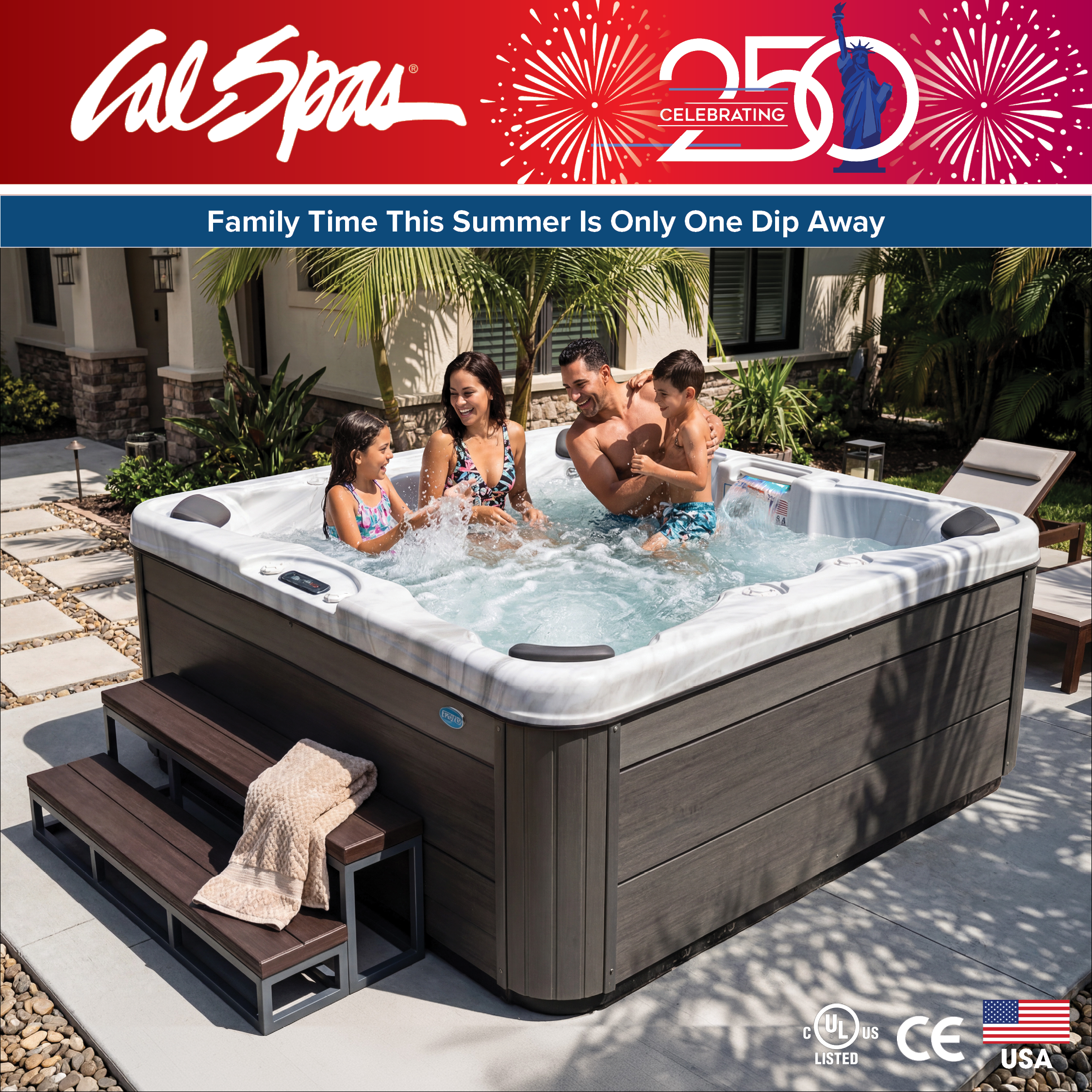 Calspas hot tub being used in a family setting - Round Rock